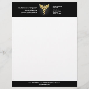 Professional Precious Medical Gold Caduceus Letterhead