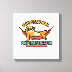 Professional Procrastinator Sloth Retro T-Shirt Cl Canvas Print