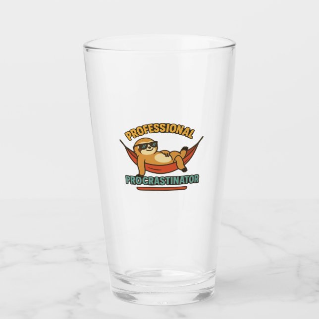 Professional Procrastinator Sloth Retro T-Shirt Cl Glass (Front)