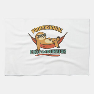 Professional Procrastinator Sloth Retro T-Shirt Cl Kitchen Towel