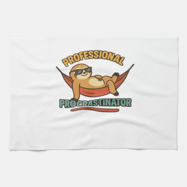 Professional Procrastinator Sloth Retro T-Shirt Cl Kitchen Towel (Horizontal)