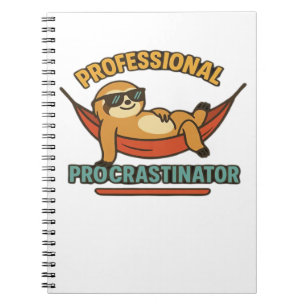Professional Procrastinator Sloth Retro T-Shirt Cl Notebook