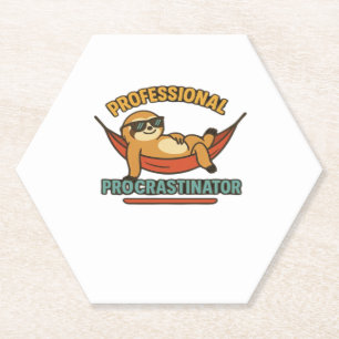 Professional Procrastinator Sloth Retro T-Shirt Cl Paper Coaster