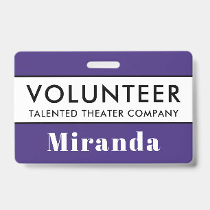 Professional Purple Volunteer Name Badge