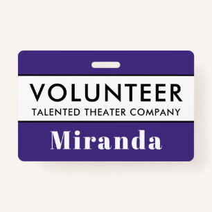 Professional Purple Volunteer Name Badge