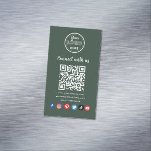 Professional QR Code Connect With Us Social Media Magnetic Business Card