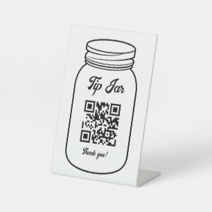 Professional QR Code Digital Tip Jar  Pedestal Sign