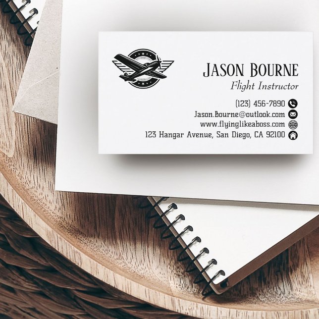 Professional QR Code Employee Pilot Airplane  Business Card (Creator Uploaded)
