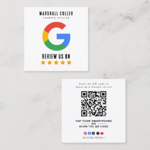 Professional QR Code Google Review  Square Business Card