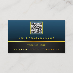 Professional QR Code Gradient Blue and Gold Business Card