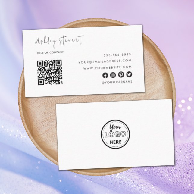 Professional Qr Code Logo Modern Trendy White Business Card (Creator Uploaded)