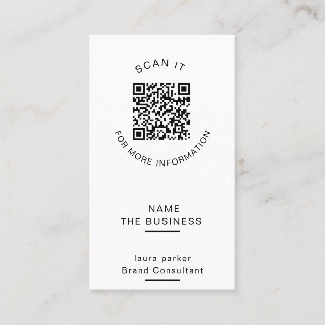 Professional QR Code Minimal Scannable Promotion  Business Card (Front)