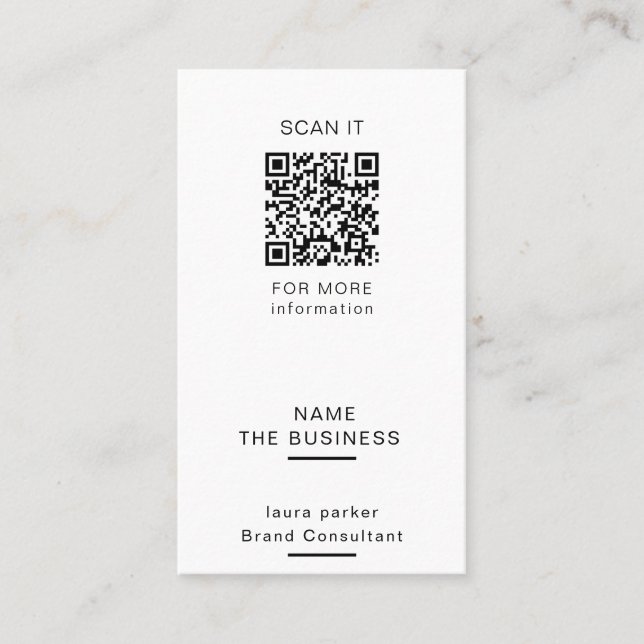 Professional QR Code Minimal Scannable Promotion  Business Card (Front)