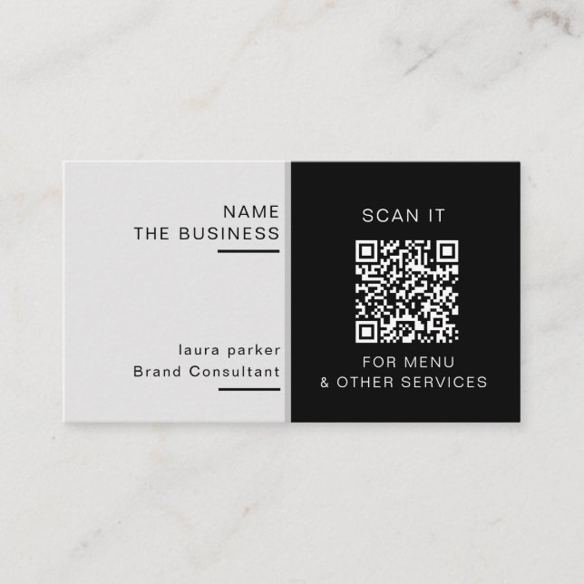 Professional QR Code Minimal Scannable Promotion  Business Card (Front)