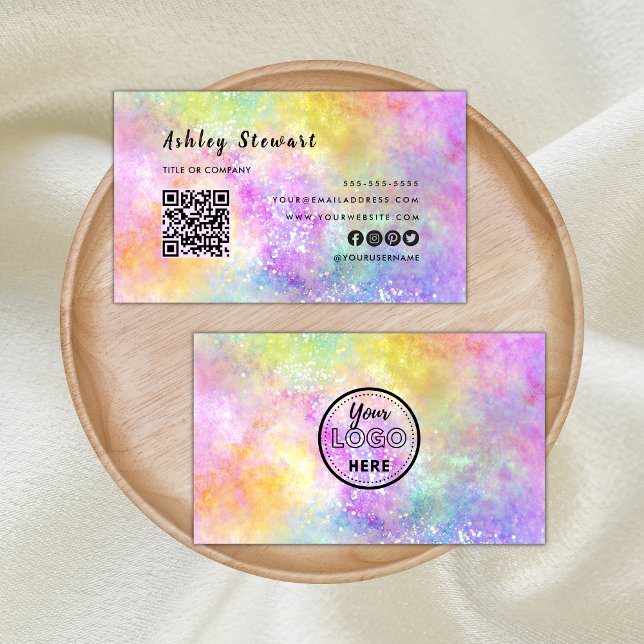 Professional Qr Code Modern Holo Opal Stylish Logo Business Card (Creator Uploaded)