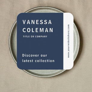 Professional Qr Code Navy Blue Social Media Square Business Card