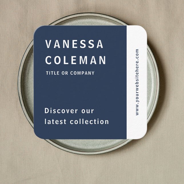 Professional Qr Code Navy Blue Social Media Square Business Card (Creator Uploaded)