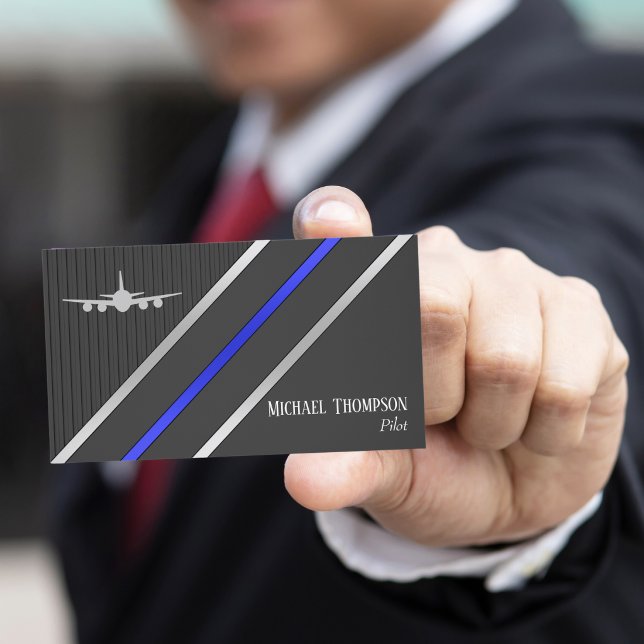 Professional QR Code Pilot Stylish Aviation Business Card (Creator Uploaded)