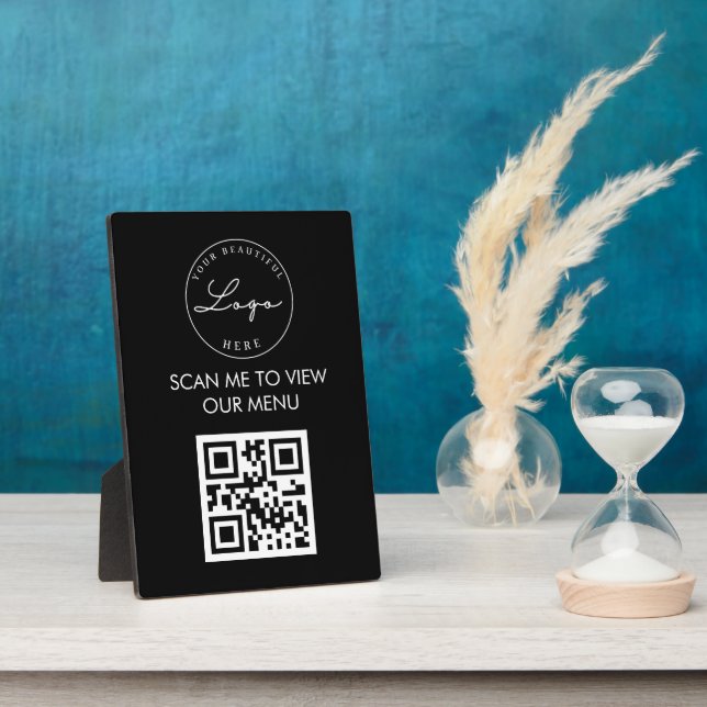 Professional QR Code Sign Restaurant Menu Plaque (Side)