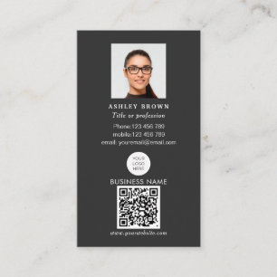 Professional QR code Simple Modern logo photo Busi Business Card