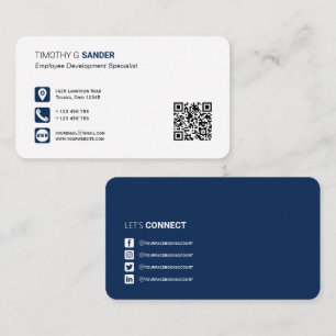 Professional QR code social media networking blue  Business Card