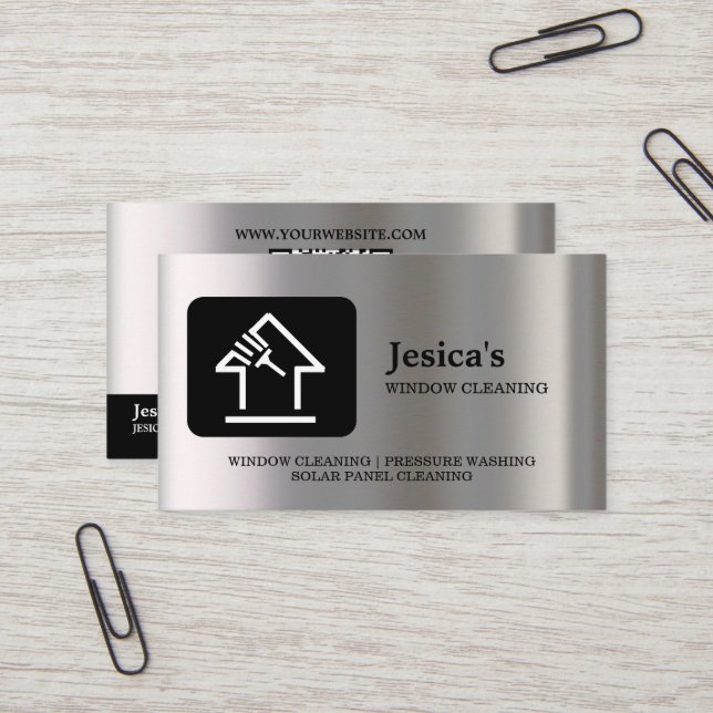 Professional QR Code Washing Power Window Cleaning Business Card (Front/Back In Situ)