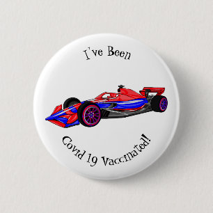 Professional racing car cartoon illustration 2 inch round button
