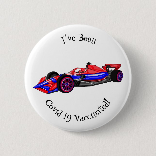 Professional racing car cartoon illustration 2 inch round button (Front)