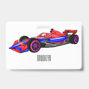 Professional racing car cartoon illustration badge