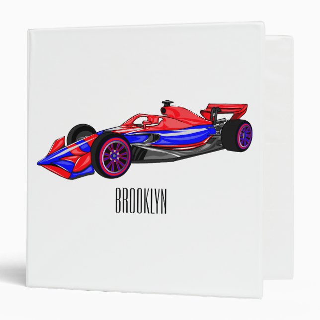 Professional racing car cartoon illustration binder (Front/Inside)