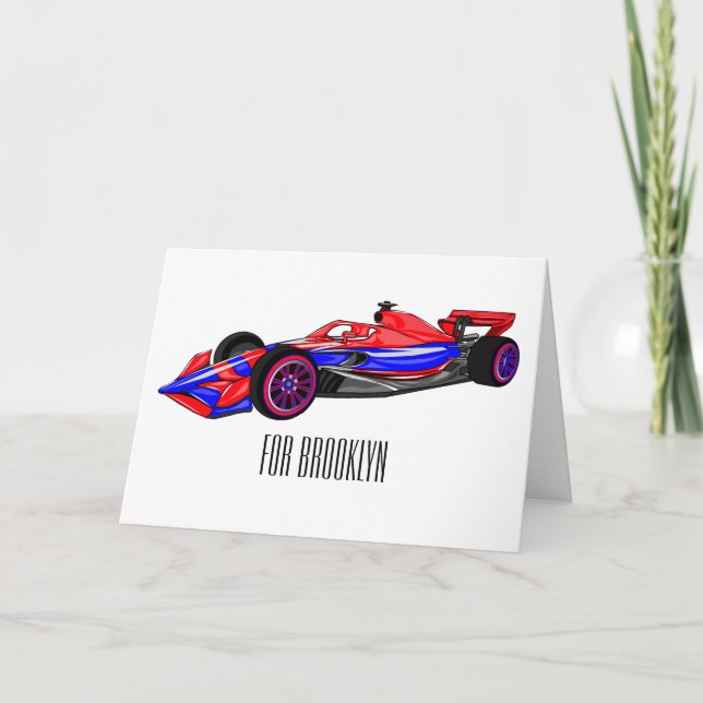 Professional racing car cartoon illustration card (Front)