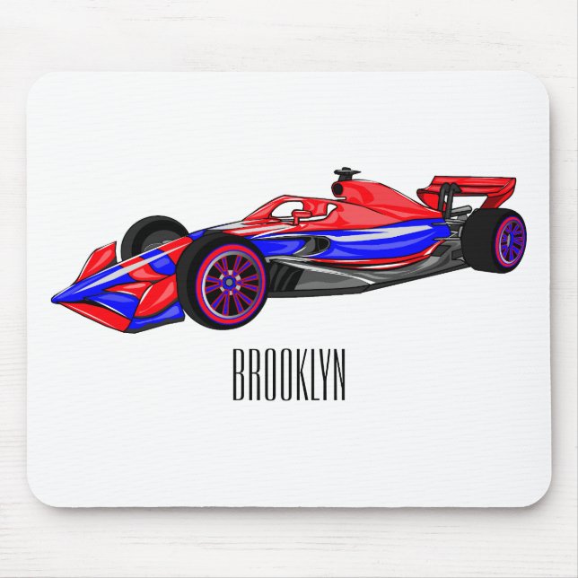 Professional racing car cartoon illustration mouse pad (Front)