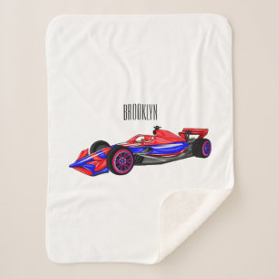 Professional racing car cartoon illustration sherpa blanket