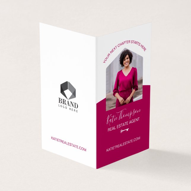 Professional Real Estate Agent Photo & Services Business Card (Outside)