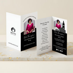 Professional Real Estate Agent Photo & Services Business Card