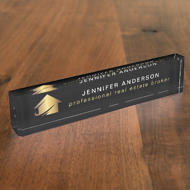 Professional Real Estate Broker Agent Nameplate (Side)