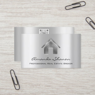 Professional Real Estate Broker Agent Silver Grey Business Card