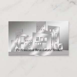 Professional Real Estate Broker silver Business Ca Card