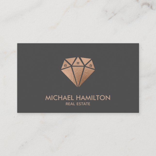 Professional real estate diamond house logo business card (Front)