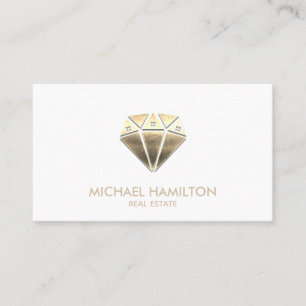 Professional real estate gold diamond house logo business card