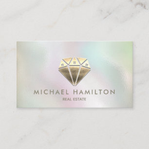 Professional real estate gold diamond house logo business card