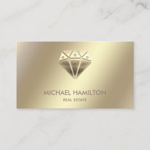 Professional real estate gold diamond house logo business card