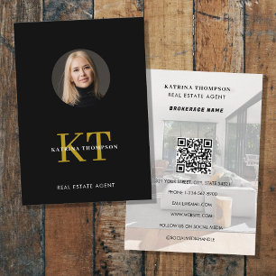 Professional Real Estate Photo Realtor Black Gold Business Card