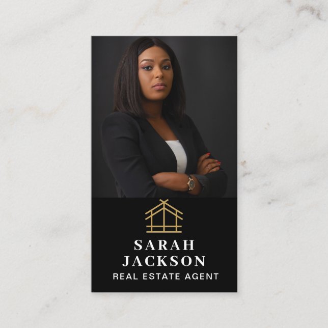 Professional Real Estate Realtor Add Photo QR Code Business Card (Front)