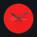 Professional red add your name handwriting retro round clock<br><div class="desc">This template can be customized to meet all personal occupations.</div>