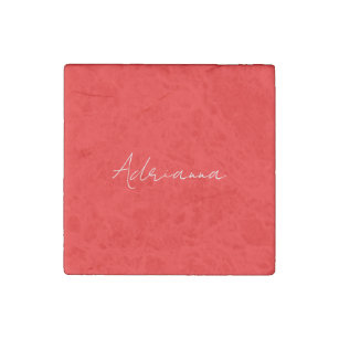Professional red add your name handwriting retro stone magnets