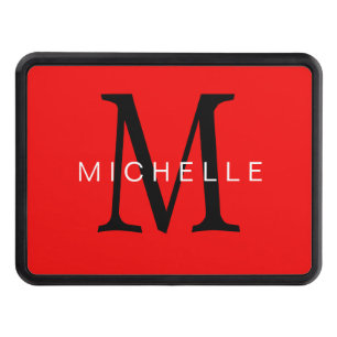 Professional Red Black Monogram Your Name Trailer Hitch Cover