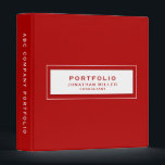 Professional Red Custom Name Portfolio Binder<br><div class="desc">Modern portfolio binder features a minimal design in a red colour palette. Portfolio information presented in simple font in a white window with a coordinating frame. Shown with a custom portfolio information, name and title on the front in modern typography, this personalized professional binder is designed with custom text. You...</div>