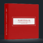Professional Red Custom Name Portfolio Binder<br><div class="desc">Modern portfolio binder features a minimal design in a red colour palette. Portfolio information presented in simple font in a white window with a coordinating frame. Shown with a custom portfolio information, name and title on the front in modern typography, this personalized professional binder is designed with custom text. You...</div>