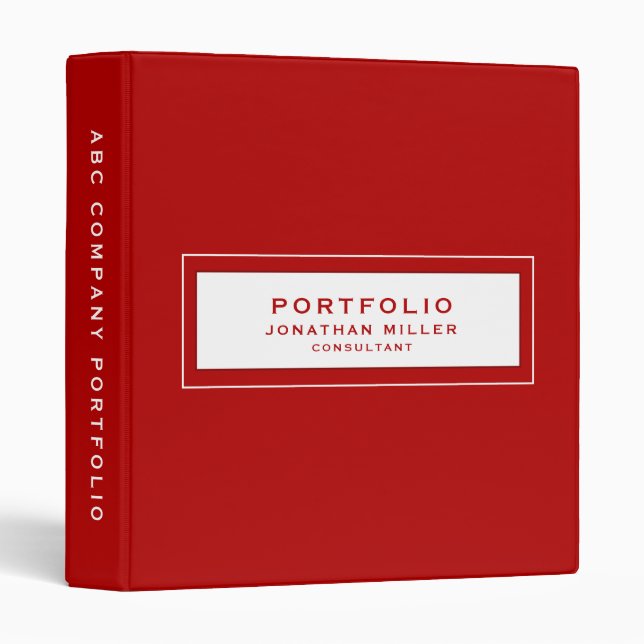 Professional Red Custom Name Portfolio Binder (Front/Spine)